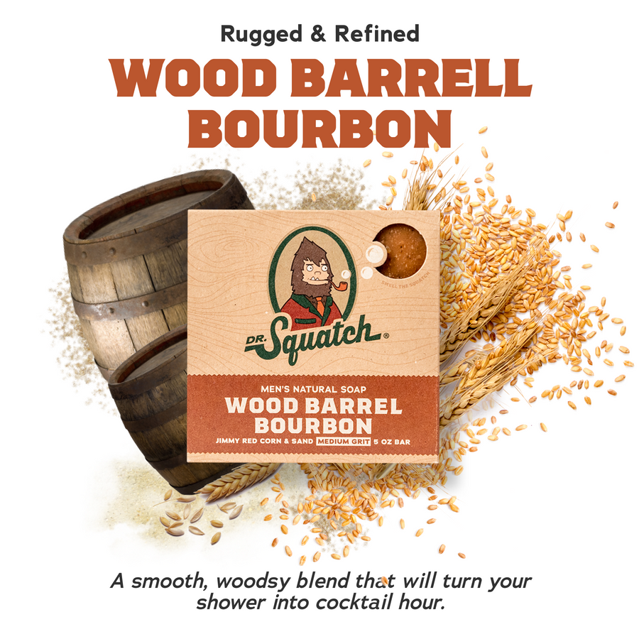 4-Pack Wood Barrel Bourbon Natural Bar Soap F9