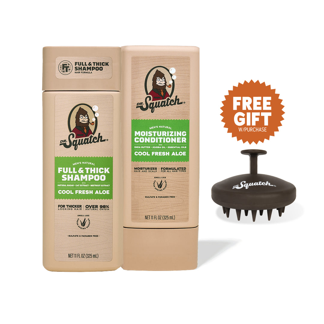 Hair Care Kit + Free Scalp Scrubber | Full & Thick Shampoo | Moisturizing Conditioner | Natural Products for Men L1