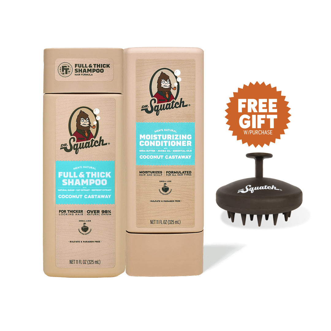 Hair Care Kit + Free Scalp Scrubber | Full & Thick Shampoo | Moisturizing Conditioner | Natural Products for Men L1