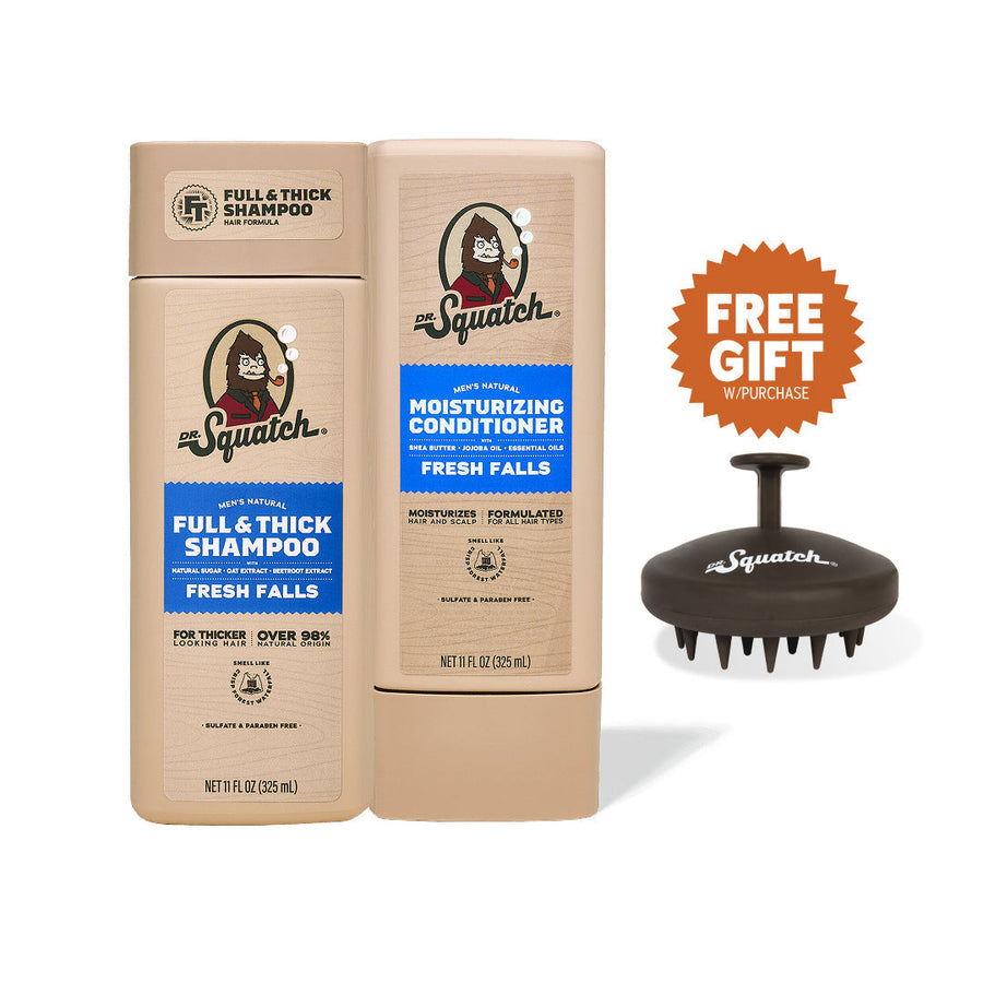 Hair Care Kit + Free Scalp Scrubber | Full & Thick Shampoo | Moisturizing Conditioner | Natural Products for Men L1