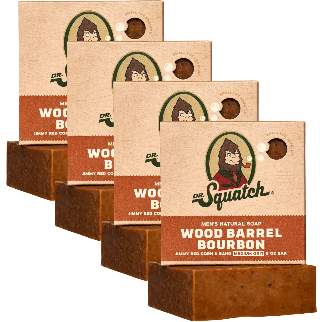 4-Pack Wood Barrel Bourbon Natural Bar Soap F9